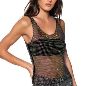 Angel Cola Mesh Knit Tank Top Shimmer Y2K Women’s Medium
